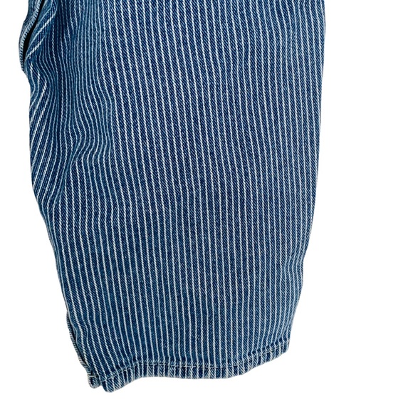 OSH KOSH Baby 24M Blue & White Pin Striped Denim Overalls Bibs With Diaper Snaps - Picture 9 of 15